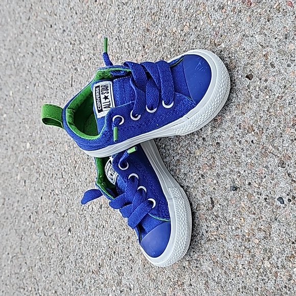 Converse No Time To Lace Tie Slip On Low Top Sneakers Royal Blue & Green - Picture 1 of 9